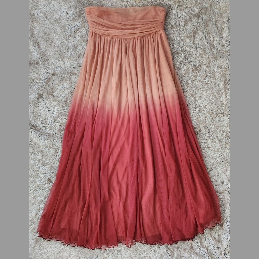 Anthropologie Let Me Be Ombre Strapless Maxi Dress Pink‎ Women's Size Large - Picture 2 of 12